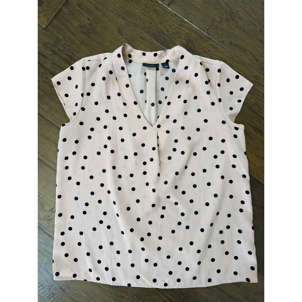 Halogen Womens Pink‎ Polka Dot V-Neck Cap Sleeve Blouse Top Medium